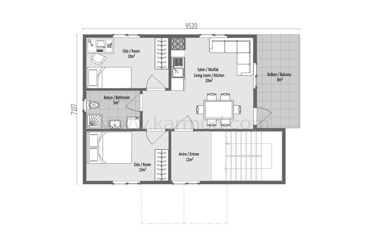 139 m² Prefabrik Çift Villa