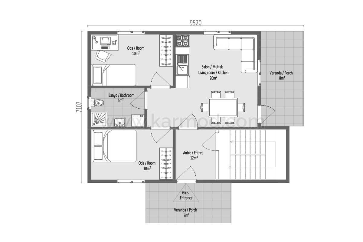 139 m² Prefabrik Çift Villa