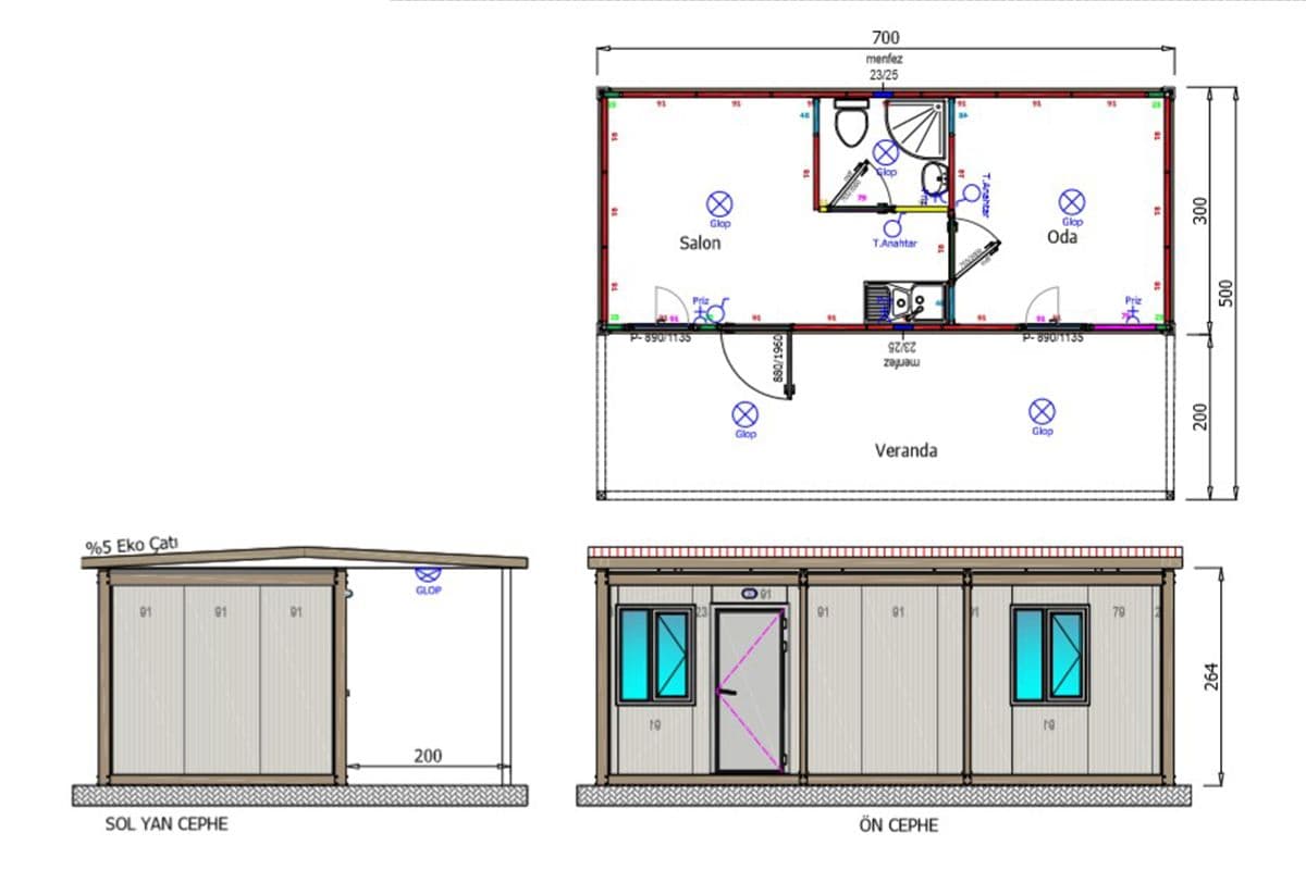 35 m² Konteyner Ev 1+1