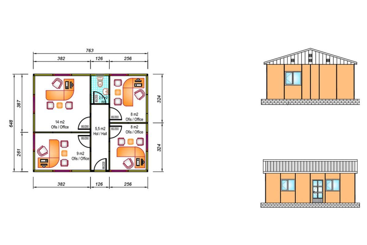 49 m² Prefabrik Ofis