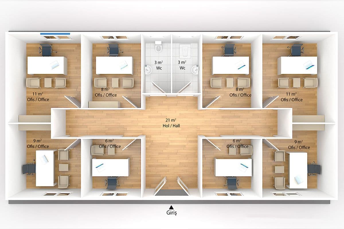 98 m² Prefabrik Ofis