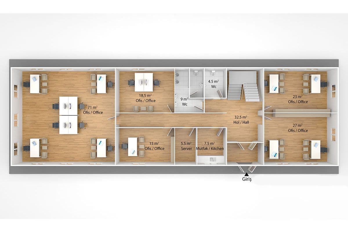 463 m² Prefabrik Ofis