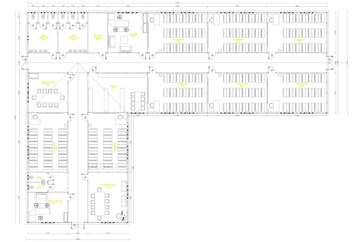656 m² Prefabrik Okul