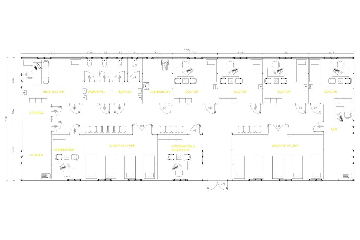 284 m² Prefabrik Hastane