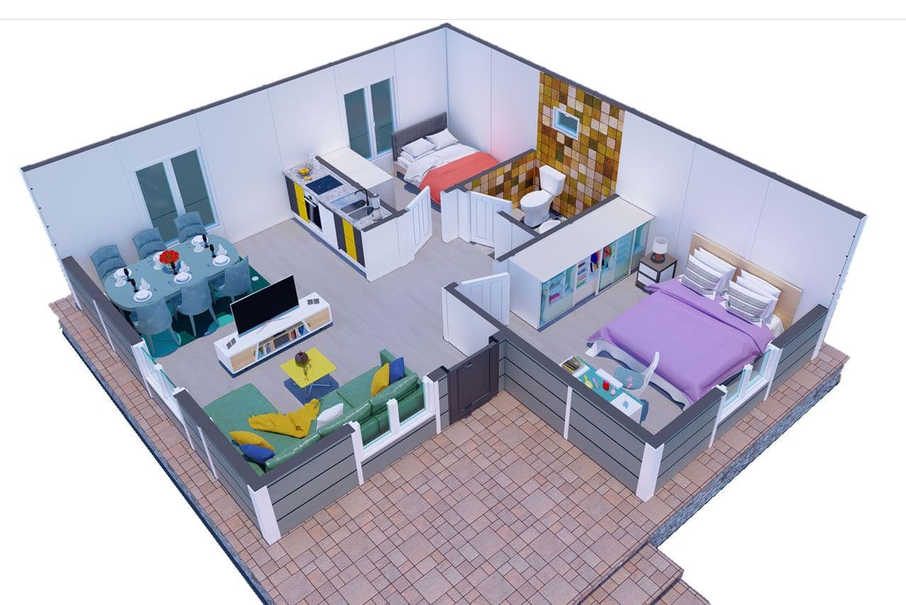 64 m² Prefabrik Ev 2+1