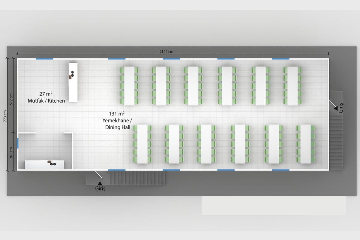 332 m² Prefabrik Yemekhane