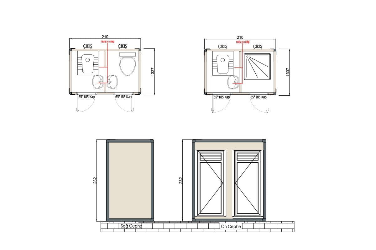 Panel Kabin WC Duş 135x210cm