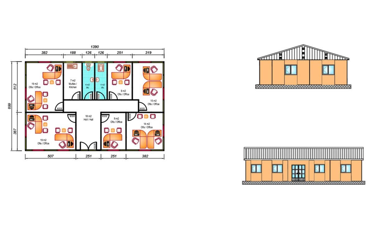 125 m² Prefabrik Ofis