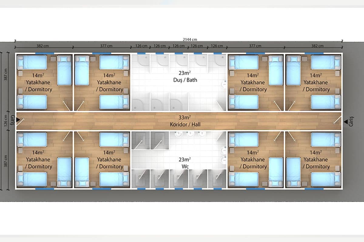193 m² Prefabrik Yatakhane