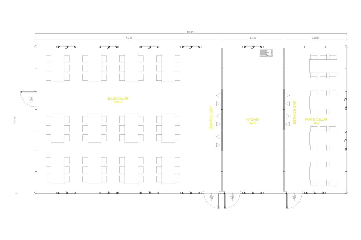 170 m² Prefabrik Yemekhane